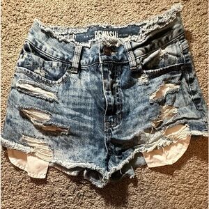 ⚡️high wasted rewashed distressed denim shorts, size 3⚡️